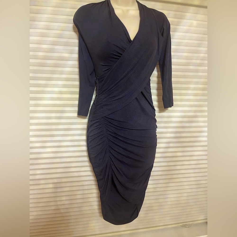 Theory NWOT prima cotton ruched mini dress